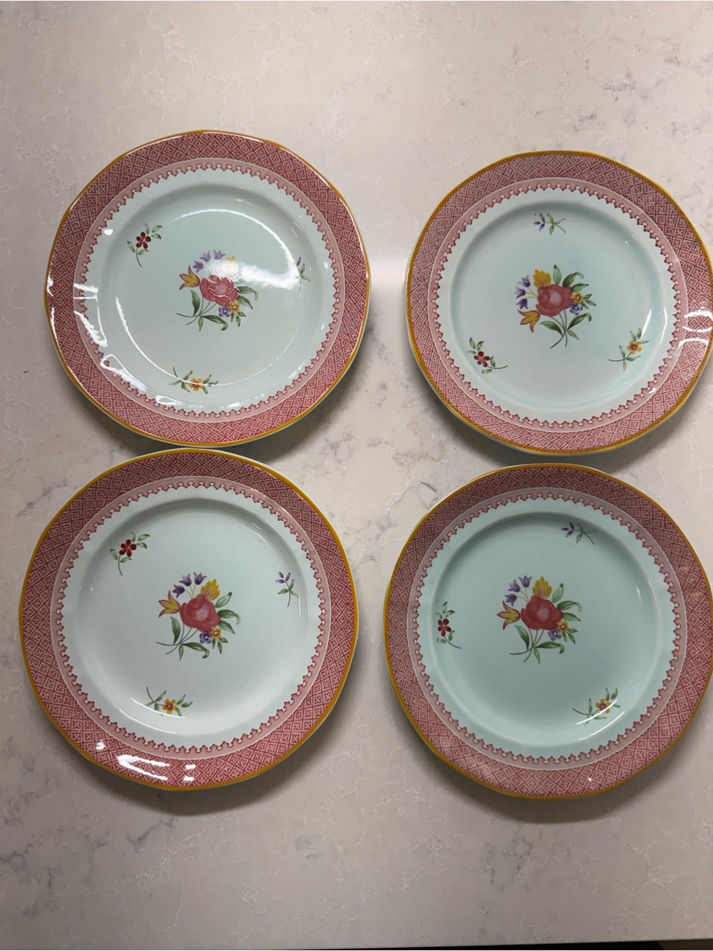 Vintage Adams Calyx Ware Lowestoft Bread Plates Set of 4